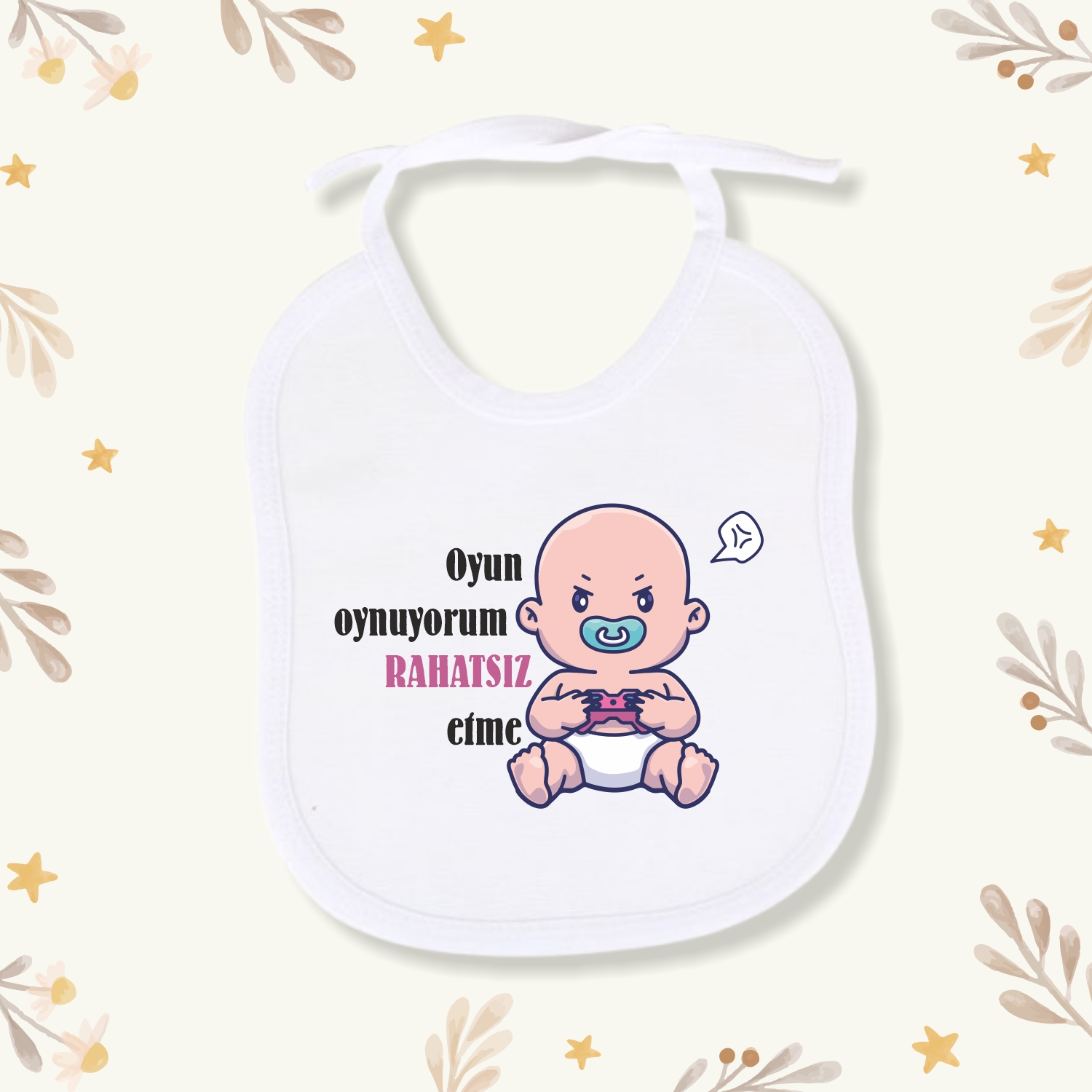 Baskılı Keten Mama Önlüğü